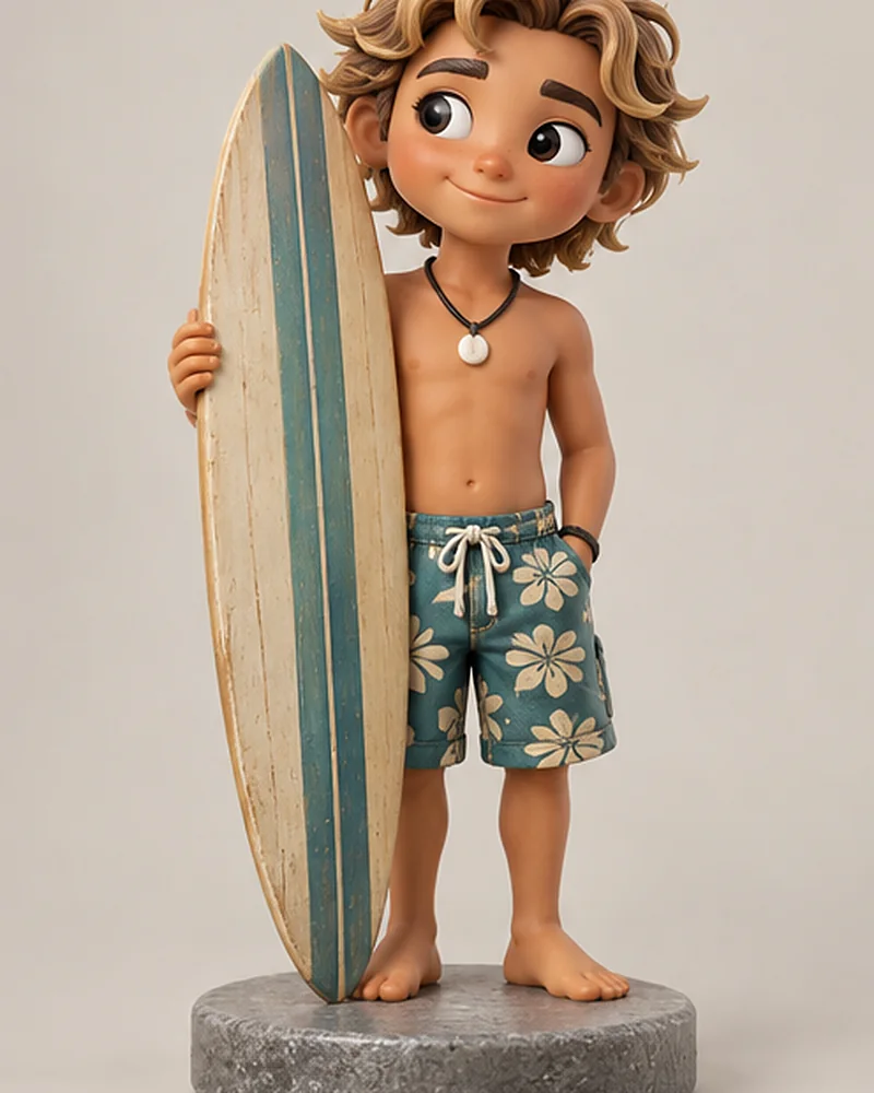 Surfer with a longboard