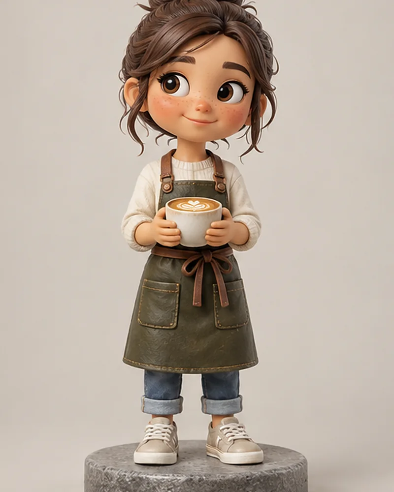 Barista with a latte