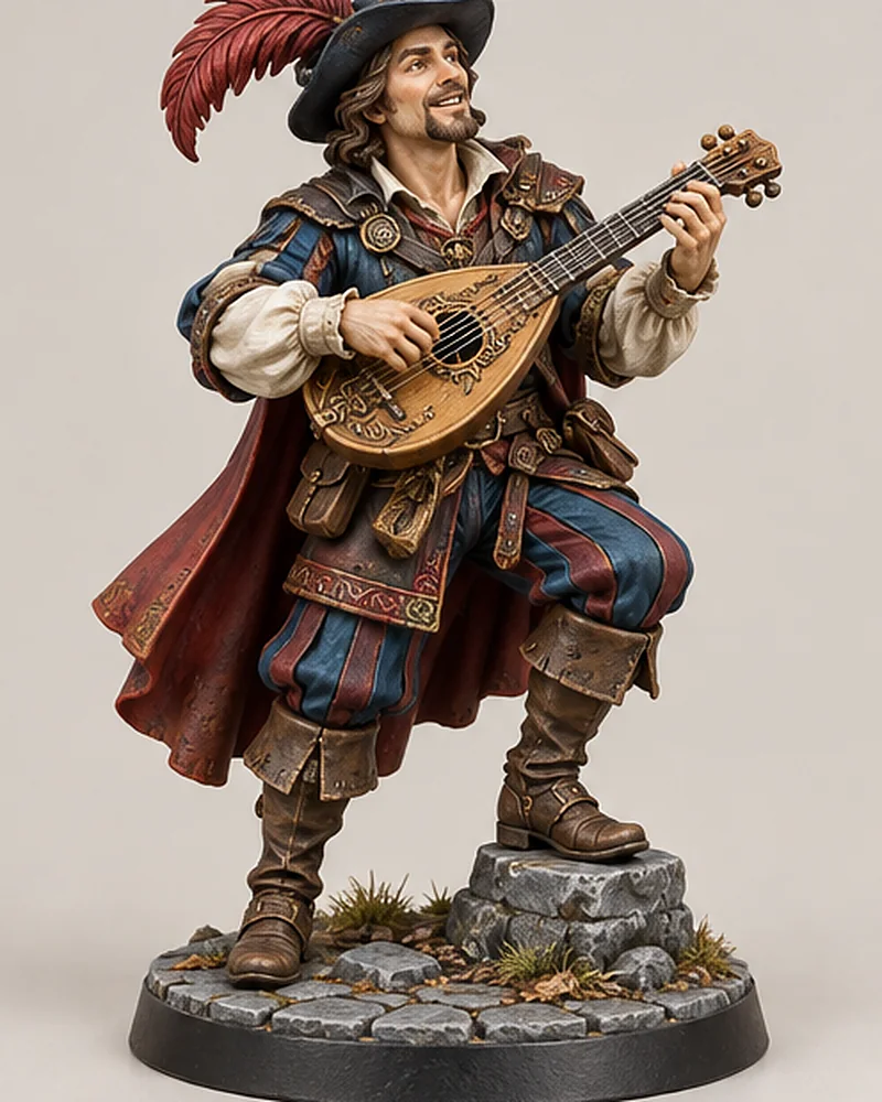 Bard with a lute, 32 mm