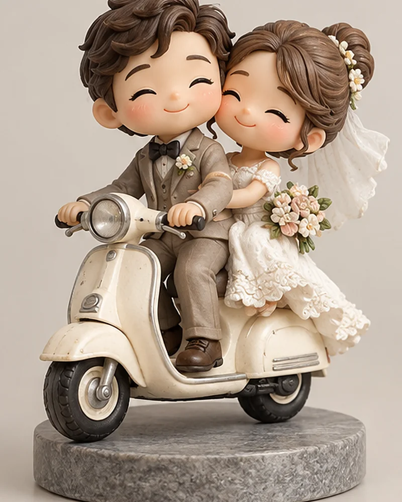 Newlyweds on a scooter