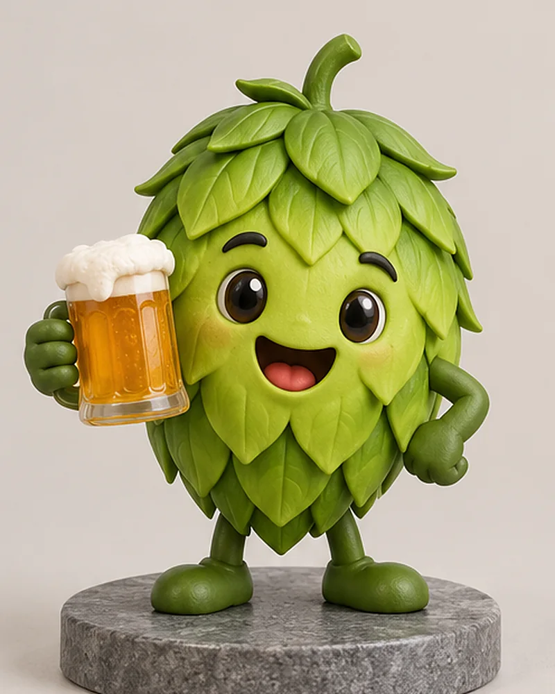 Hop-cone brewery mascot